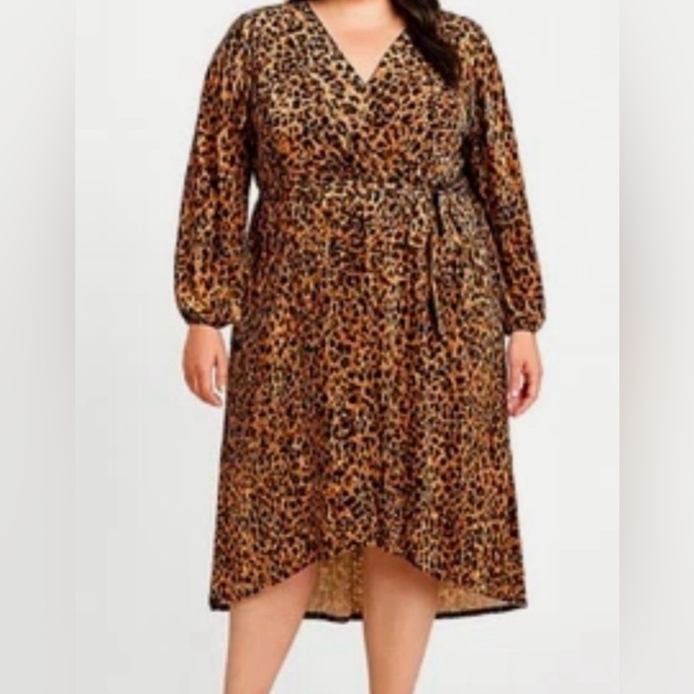 Nurture by Westbound Faux Wrap Animal Print Velvet Dress